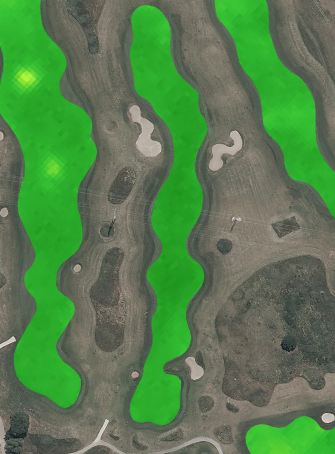 One fairway the same week last year, evenly green